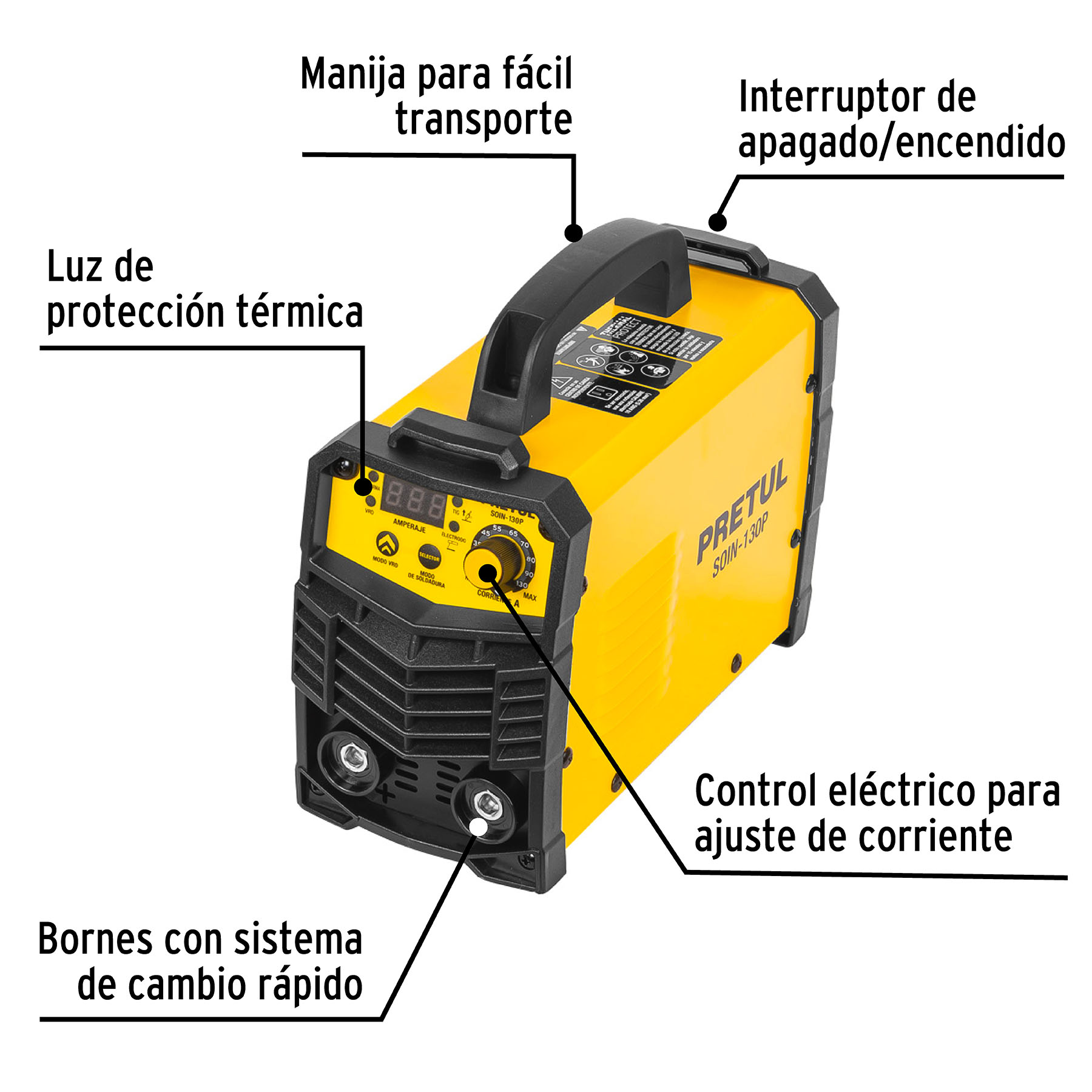 Foto 4 pulgar | Soldadora Inversora Truper SOIN-130P color Amarillo 130 A 127 V Pretul