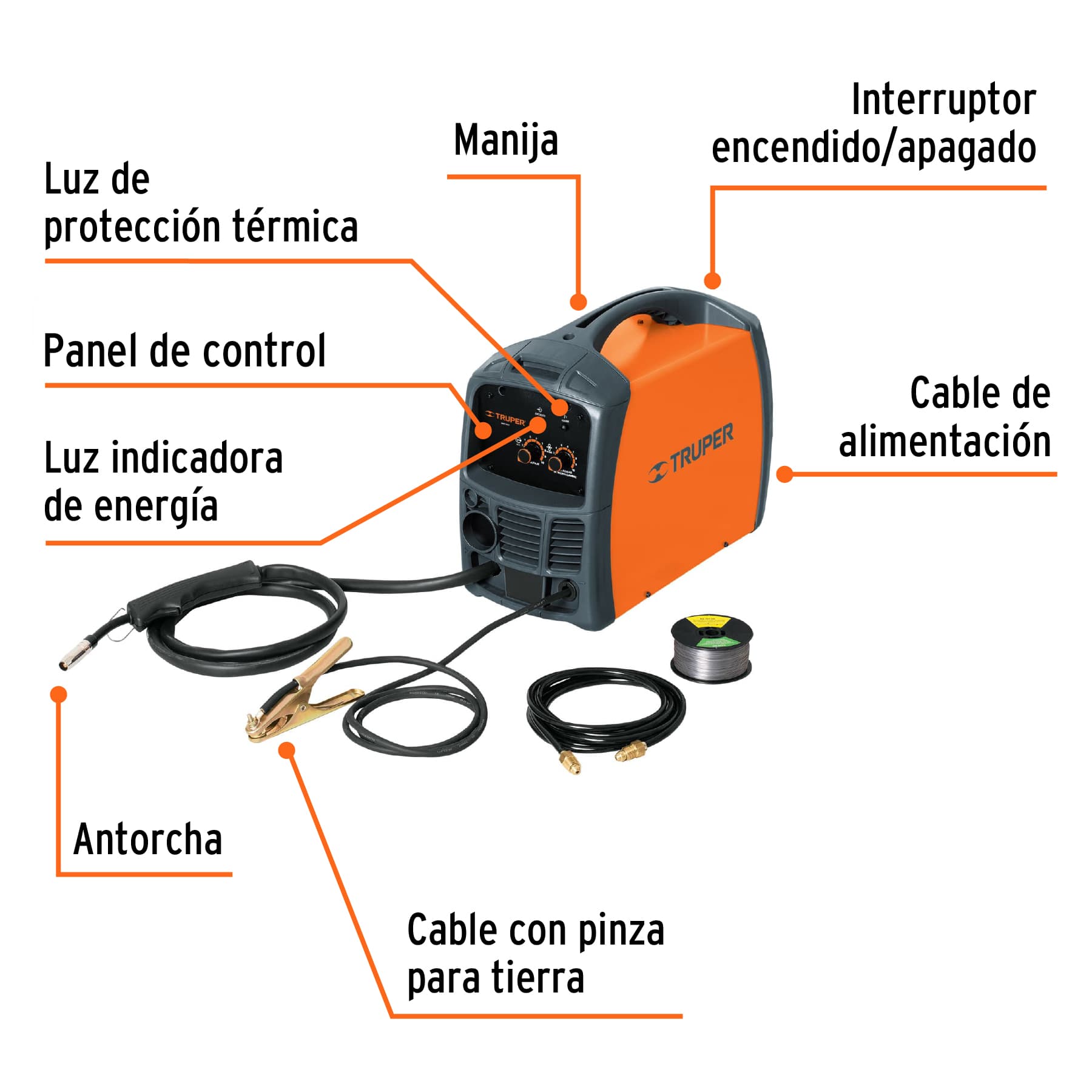 Foto 3 | Soldadora para Microalambre Truper SOMI-130T color Naranja 130 A