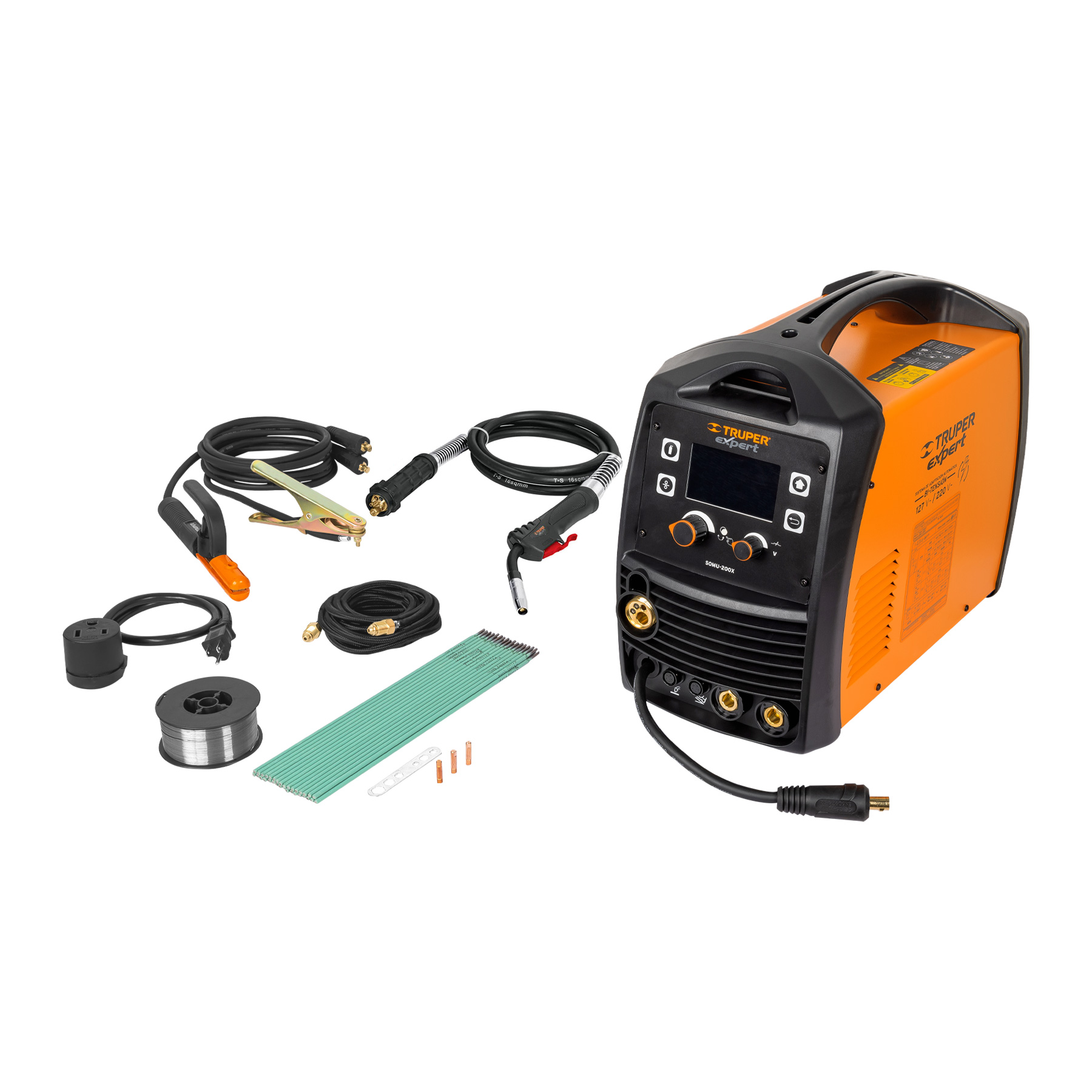 Soldadora Multiproceso Truper Expert SOMU-200X color Naranja de 200 A