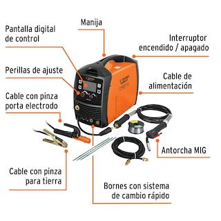 Foto 3 | Soldadora Multiproceso Truper Expert SOMU-200X color Naranja de 200 A