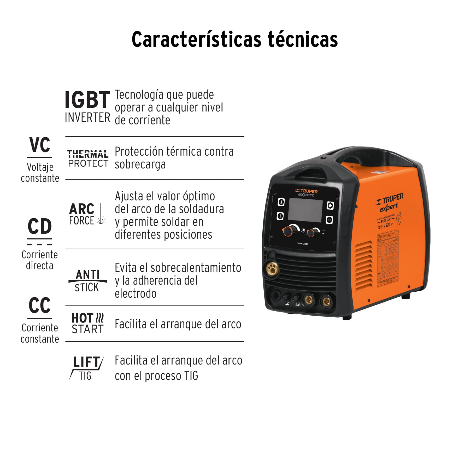 Foto 5 pulgar | Soldadora Multiproceso Truper Expert SOMU-200X color Naranja de 200 A