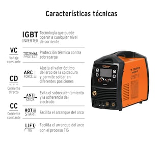 Foto 4 | Soldadora Multiproceso Truper Expert SOMU-200X color Naranja de 200 A