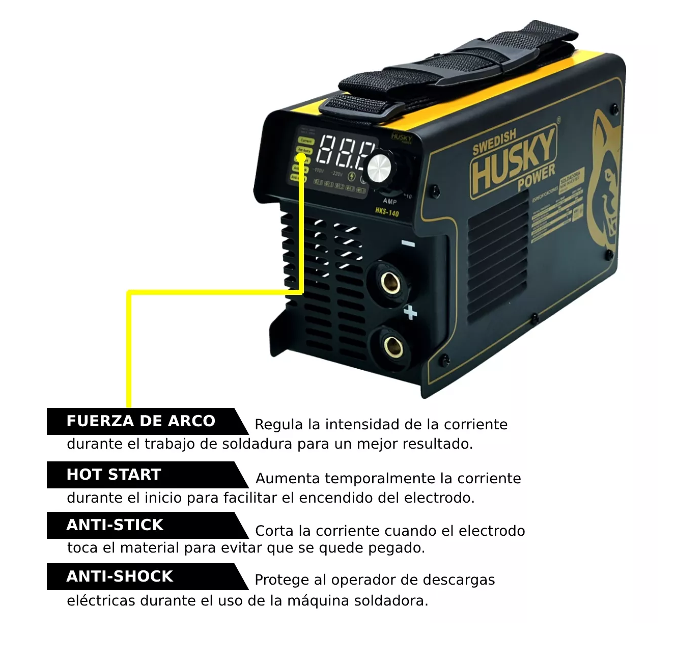 Foto 4 pulgar | Soldadora Inverter Husky color Negro y Amarillo 60HZ 110V/220V