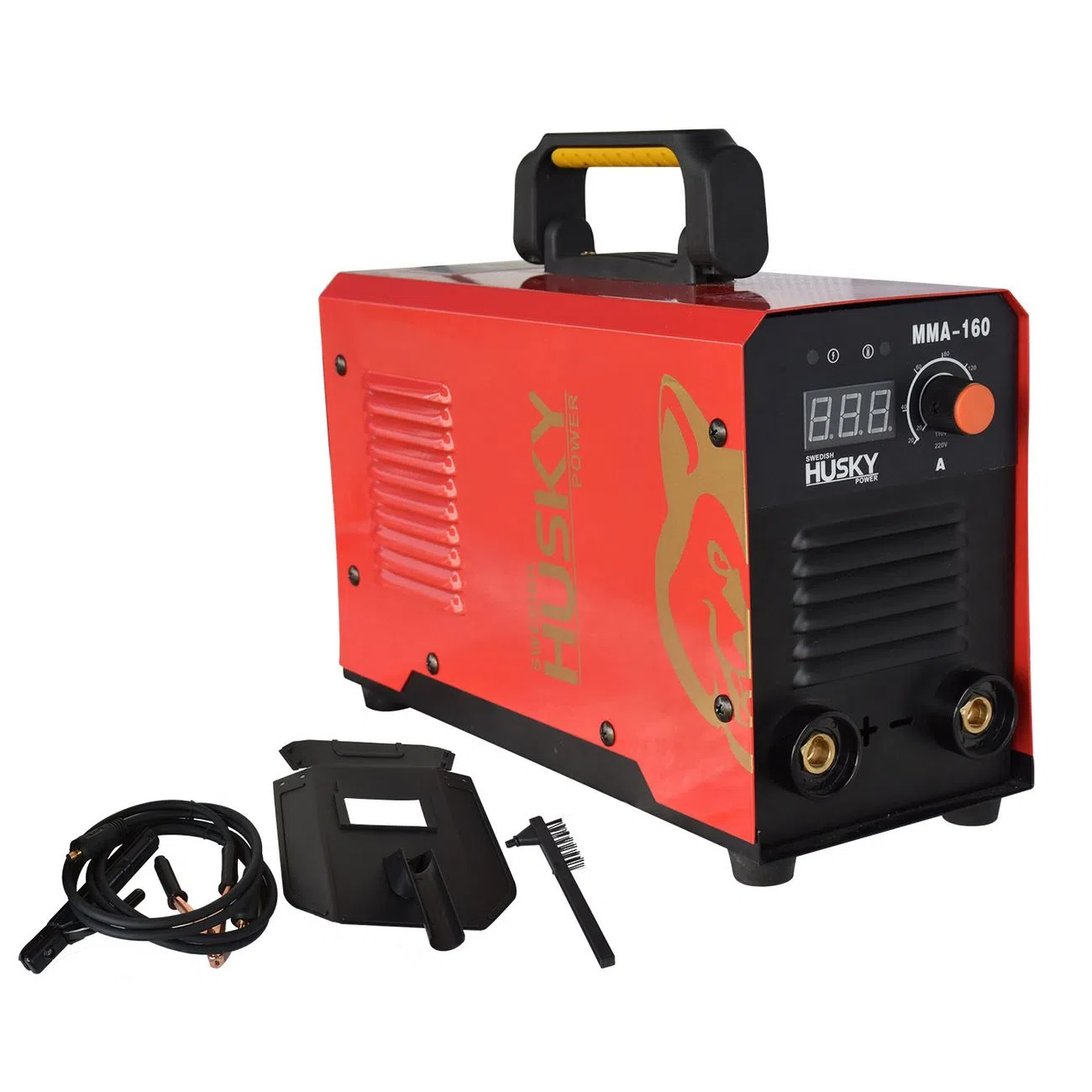 Soldadora Swedish Husky HKMMA-160 Roja Power MMA Dual 110v/140amp 220v/160amp