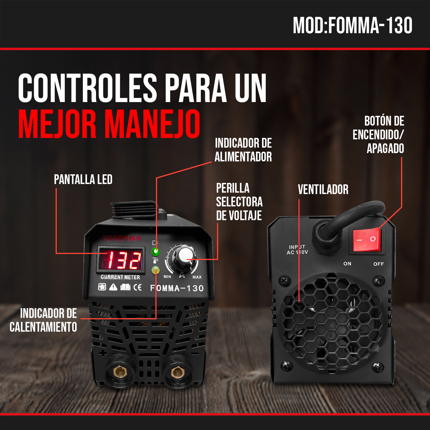 Foto 4 pulgar | Soldadora Inverter Foreman Mma 130 amp 110v Pro + Accesorios