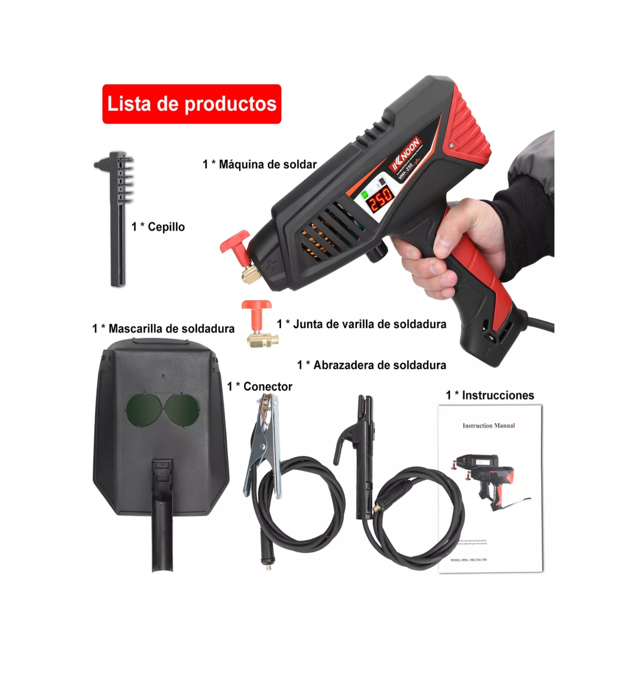 Foto 4 pulgar | Kit Máquina De Soldadura De Mano Con Máscara Jig Estuche Negro/rojo