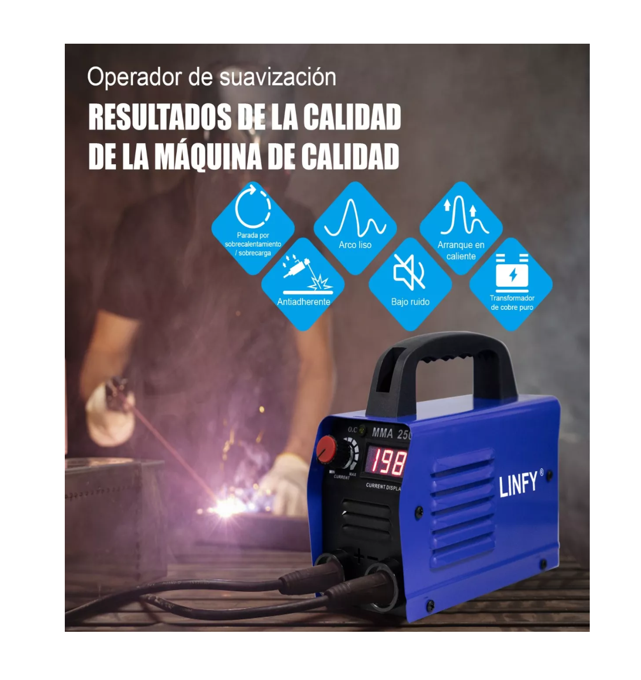 Foto 5 pulgar | Soldador Inversor Linfy 60 hz 110 v Grado Industrial Portátil Azul