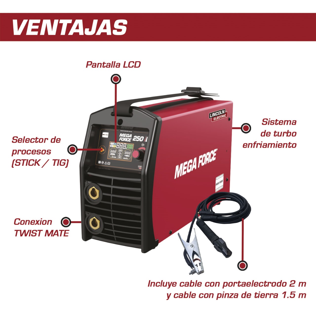 Foto 4 pulgar | Inversor Lincoln Electric Mega Force 250id