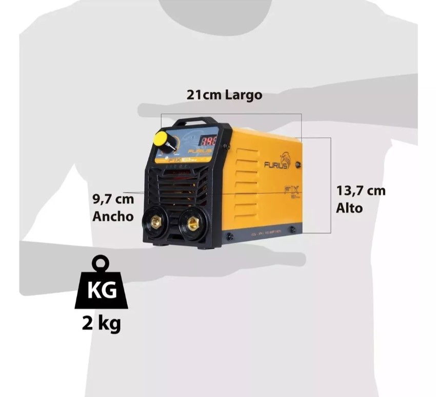 Foto 2 | Combo Soldadora Inversor Minifix 161 Furius 140a 110v + Careta Color Amarillo Frecuencia 60 + Rotomartillo Furius Fd52