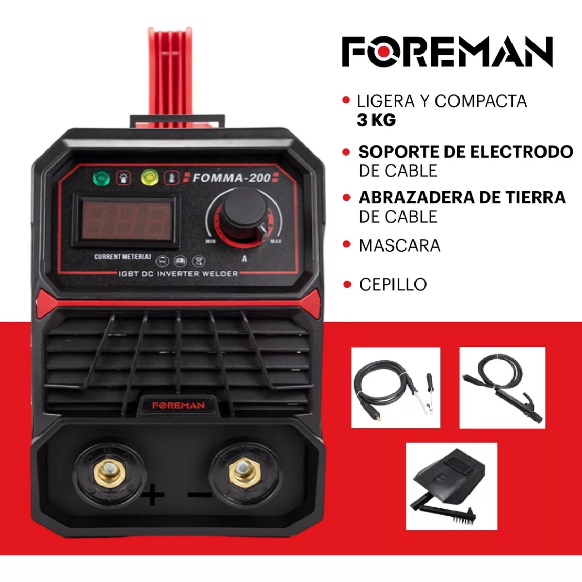 Foto 4 pulgar | Soldadora Inverter Foreman Fomma-200 Negra 127/220v
