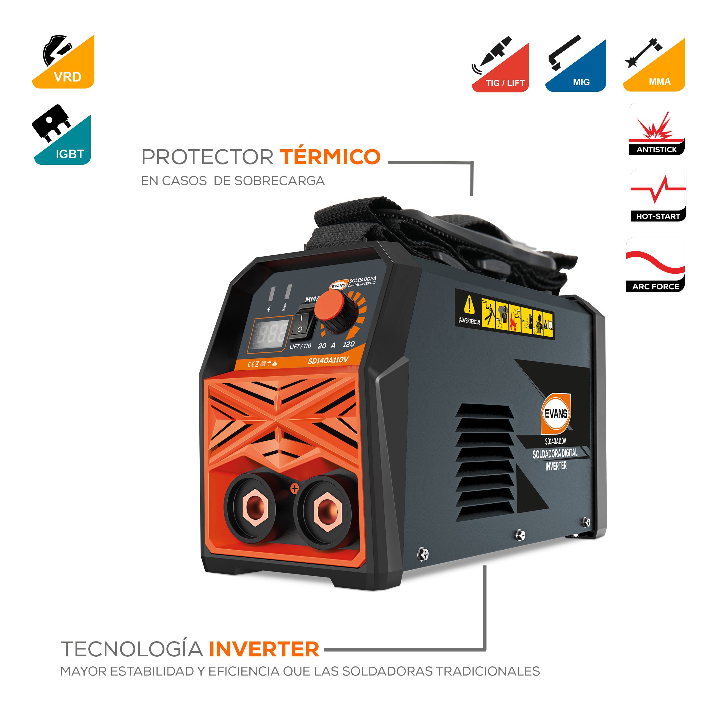 Foto 3 | Soldadora Digital Inverter 140 A 110v Portátil Con Portaelectrodo Y Cable De Tierra