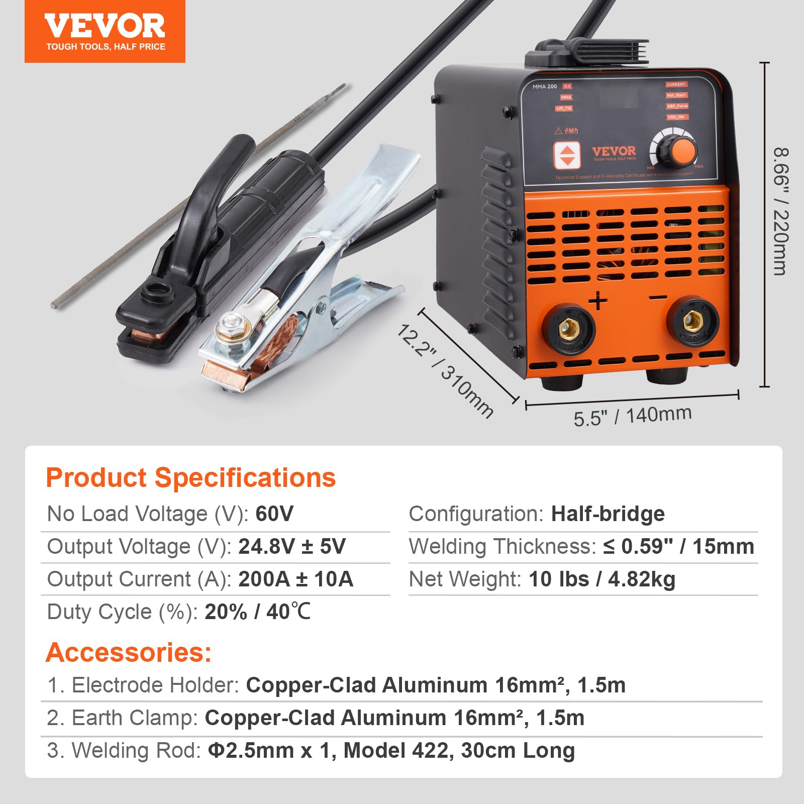 Foto 8 pulgar | Soldador Vevor Stick 200 A Arco/lift Tig 110/220 V Hot Start - Venta Internacional.