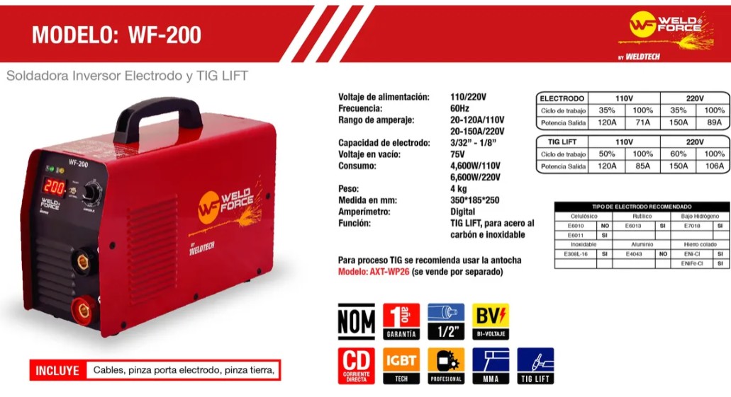 Foto 4 pulgar | Soldadora Weld Force Wf-200p Color Rojo 127v