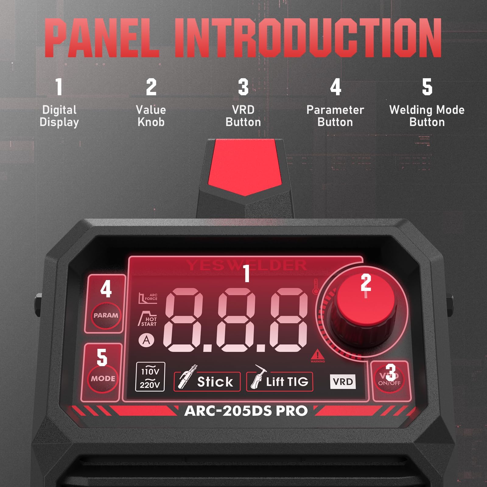 Foto 5 pulgar | Palo Para Soldar Yeswelder 205a Con Elevador Tig 110 V/220 V 3,8 Kg - Venta Internacional.