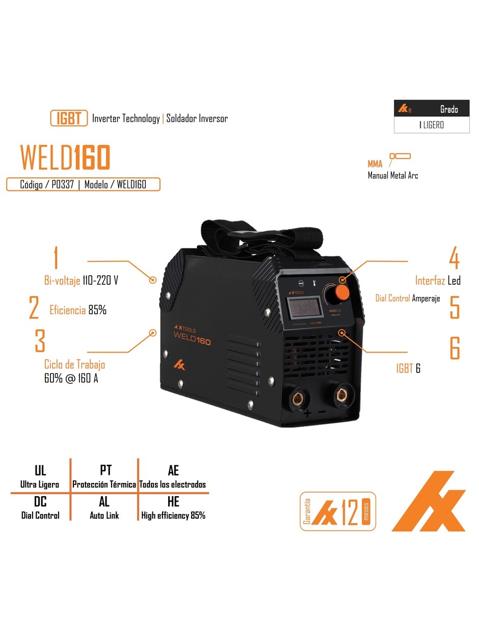 Foto 6 pulgar | Soldadora Inversora Xtools Weld160 160a 110/220v 60hz