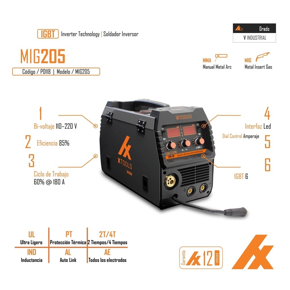 Foto 6 pulgar | Soldadora Inversora Xtools M205 200a 110/220v 60hz