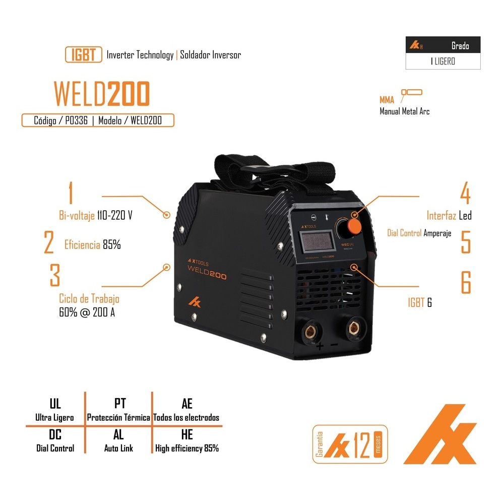 Foto 6 pulgar | Soldadora Inversora Xtools Weld200 200a 110/220v 60hz