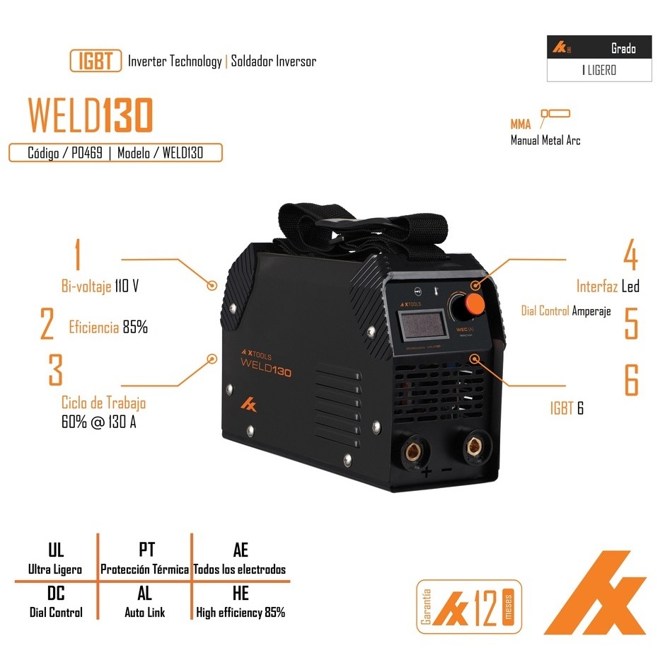 Foto 6 pulgar | Soldadora Inversora Xtools Weld130 130a 127/60hz
