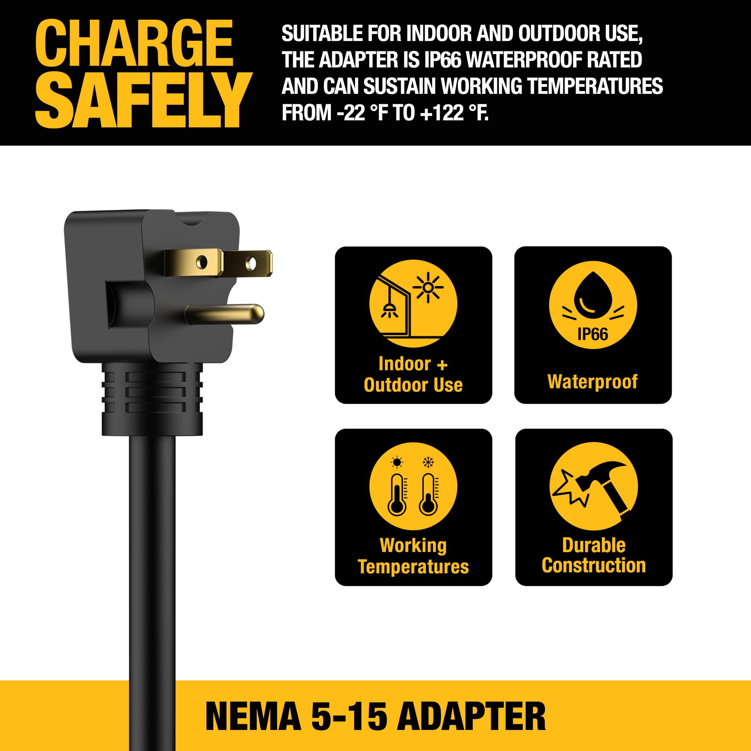 Foto 5 pulgar | Adaptador Dewalt Nema 15-15 12a/120v Para Cargador Eléctrico Portátil De 32 A - Venta Internacional.