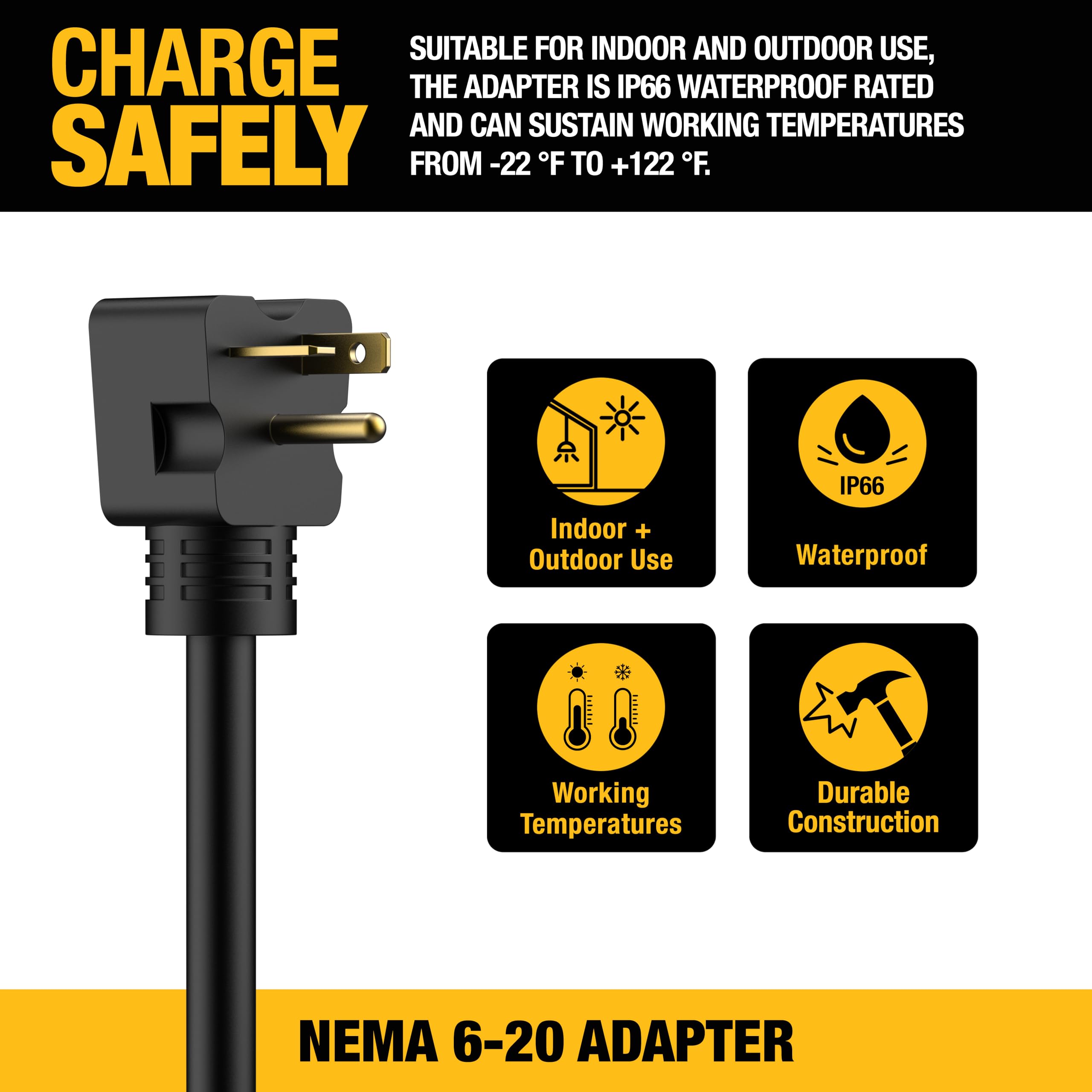 Foto 4 | Adaptador Dewalt Nema 6-20 Para Cargador Ev Portátil De 32 A 240 V - Venta Internacional.