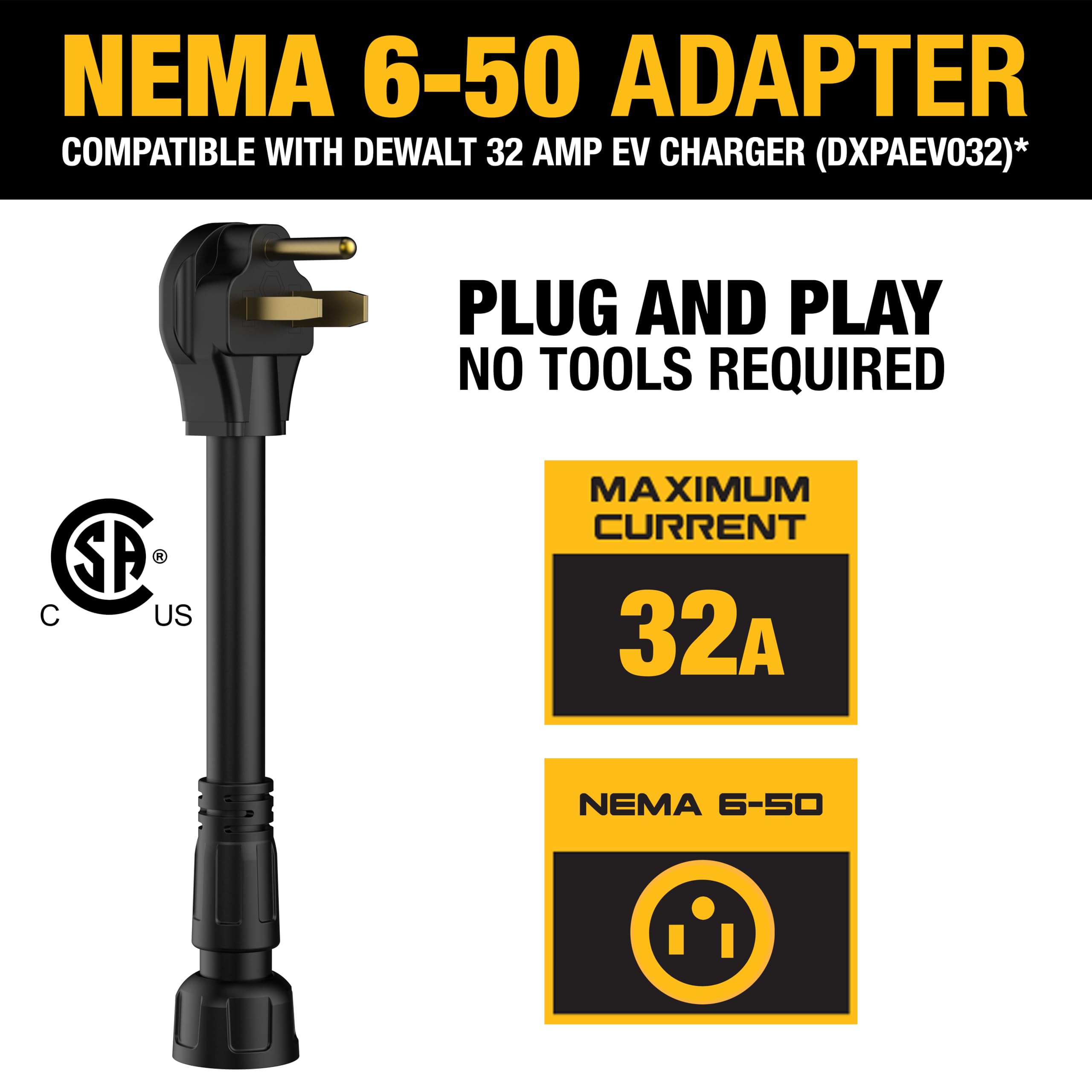 Foto 3 pulgar | Adaptador Nema 6-50 32a/240v Para Cargador Eléctrico Portátil Dewalt 32a - Venta Internacional.