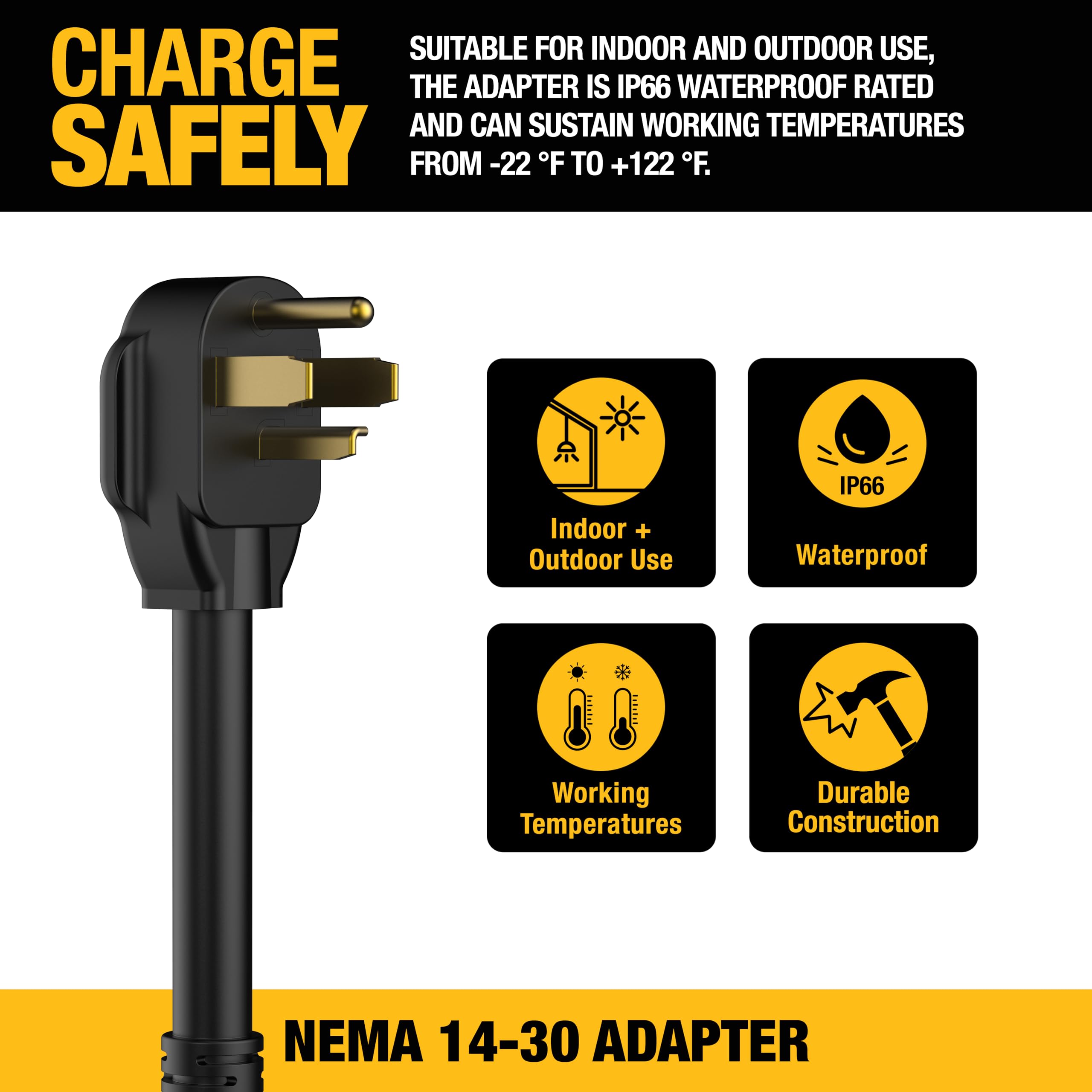 Foto 5 pulgar | Adaptador Dewalt Nema 14-30 Para Cargador Ev Portátil De 32 A 240 V - Venta Internacional.