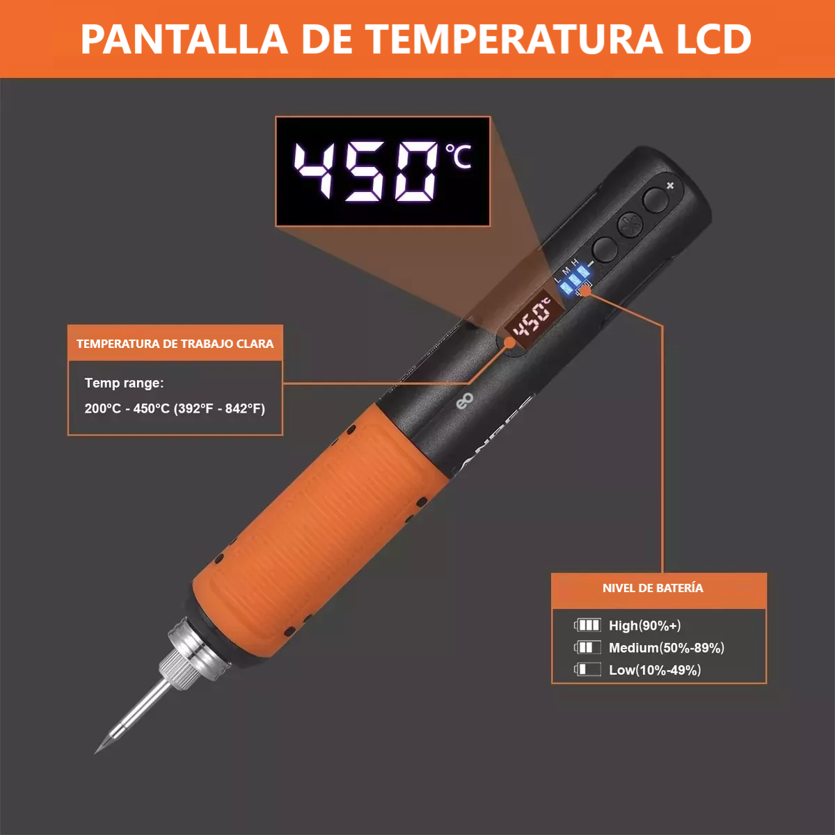 Foto 3 pulgar | Cautin Inalambrico Visualización Digital Y Led Eo Safe Imports Esi-18706 Multicolor