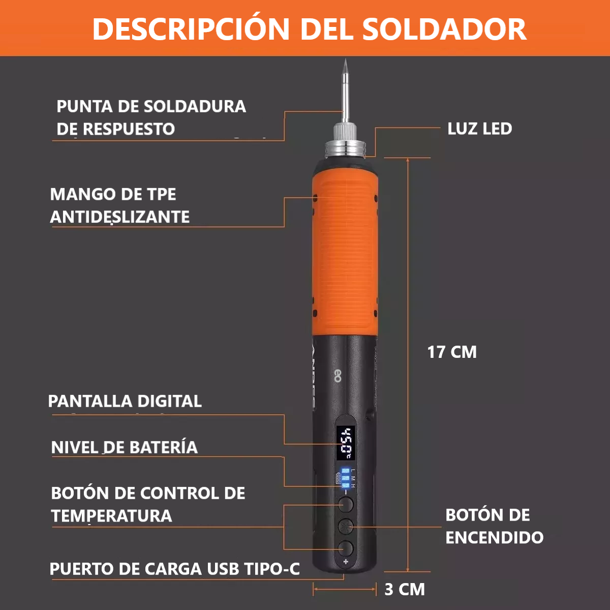 Foto 4 pulgar | Cautin Inalambrico Visualización Digital Y Led Eo Safe Imports Esi-18706 Multicolor