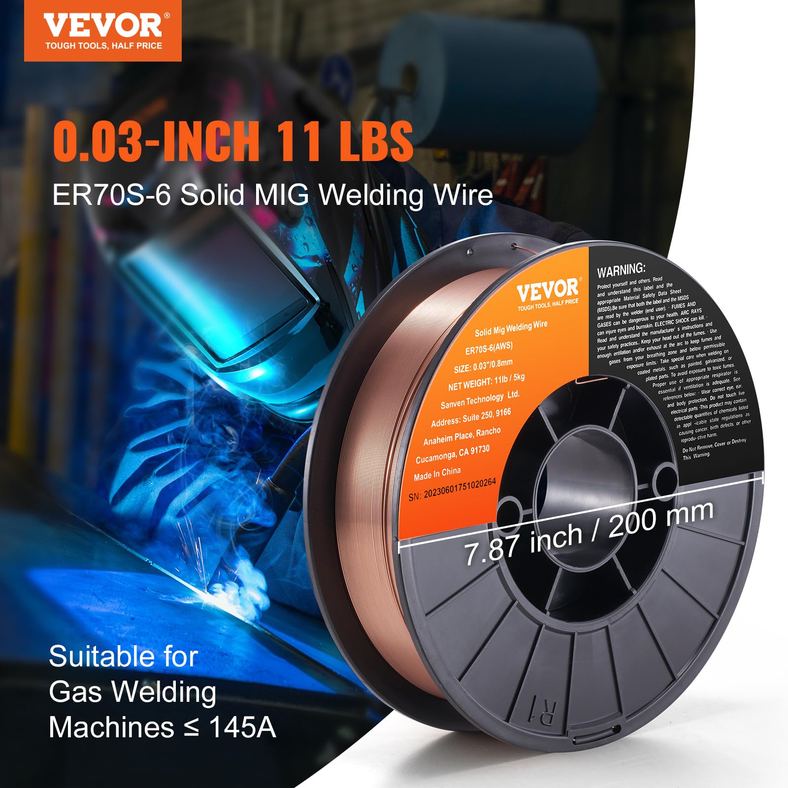 Foto 2 | Alambre De Soldadura Mig Vevor Er70s-6 0,8 Mm 5 Kg Para Todas Las Posiciones - Venta Internacional.
