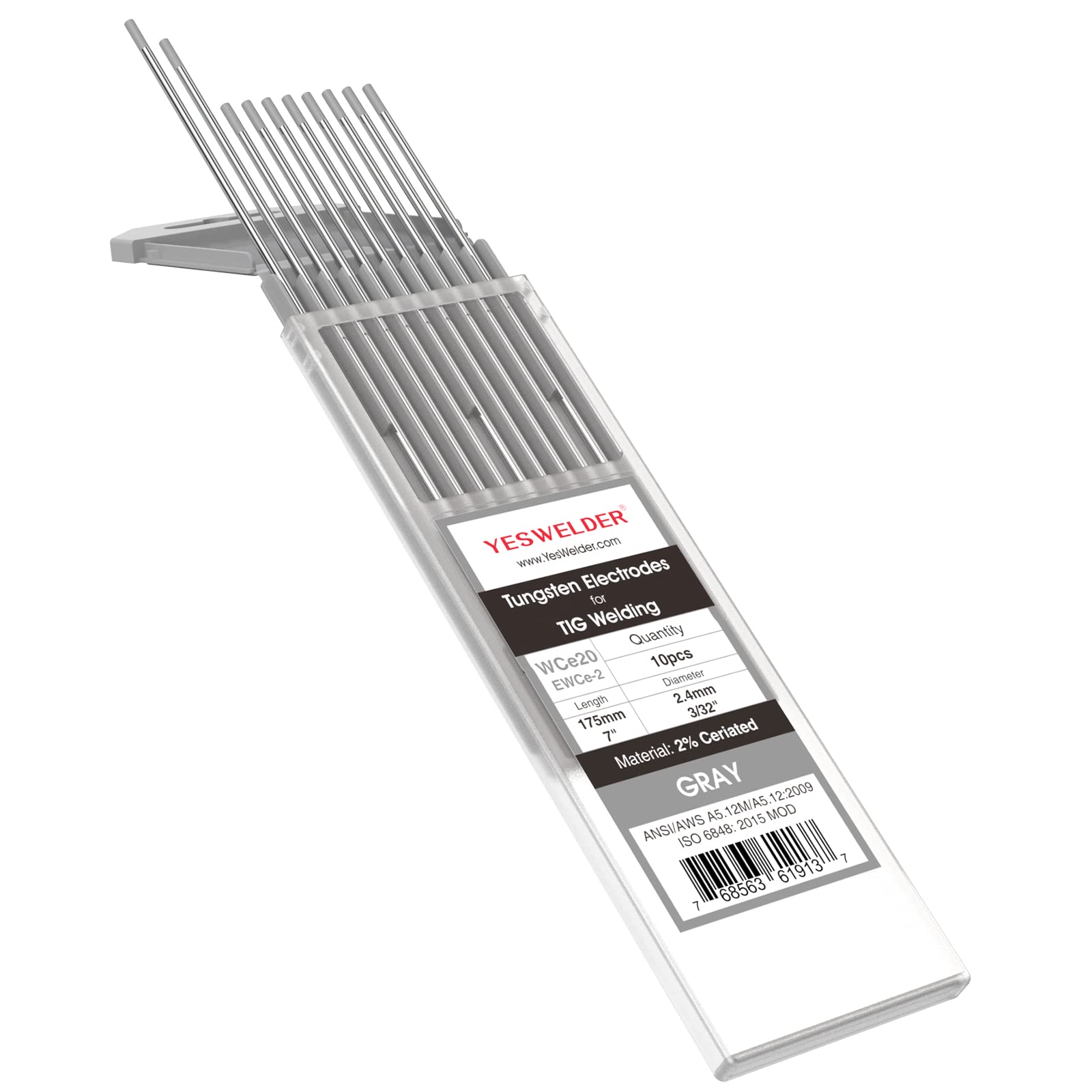 Foto 2 pulgar | Electrodo De Tungsteno Para Soldadura Tig Yeswelder 2% Ceriado 3.2 Mm - Venta Internacional.