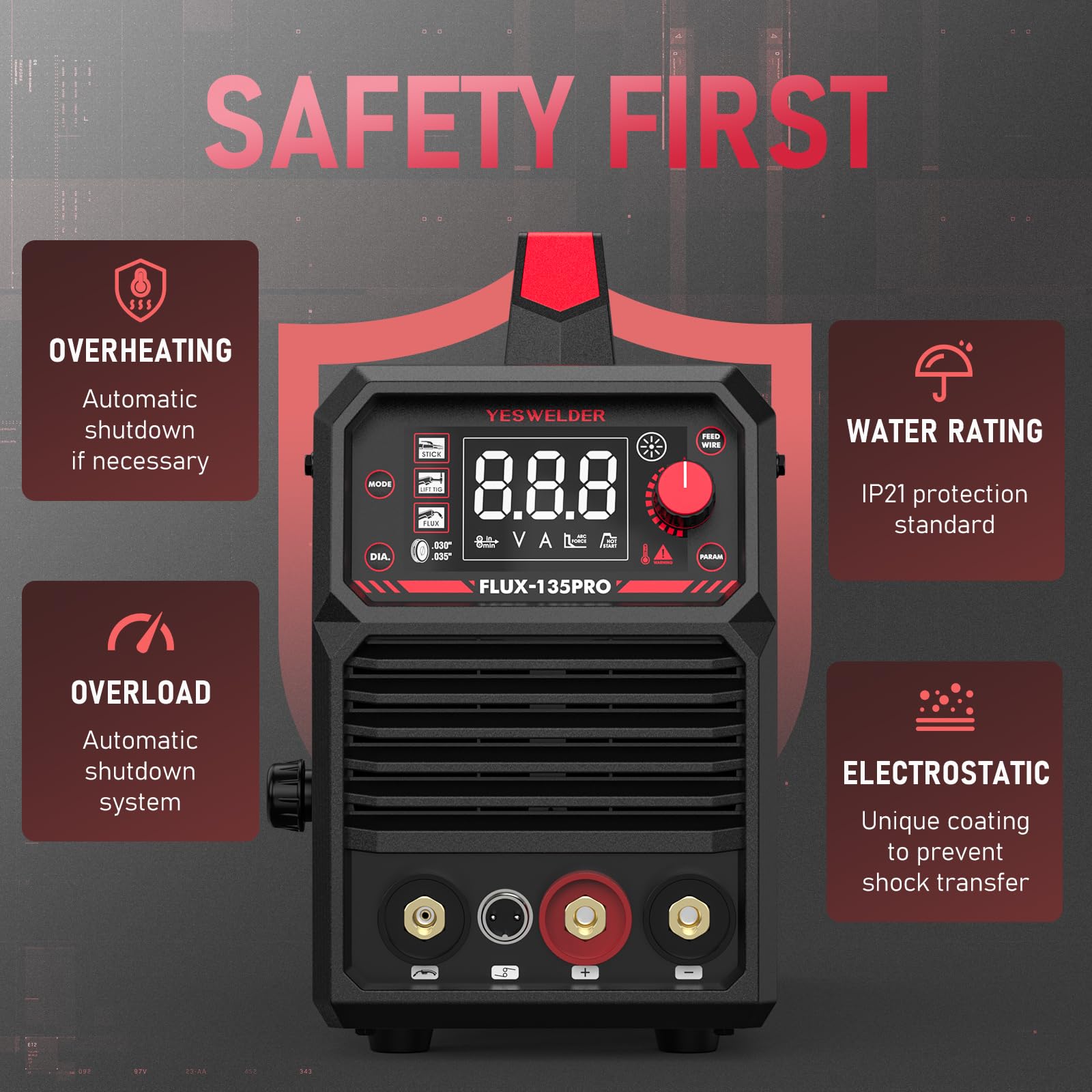 Foto 7 pulgar | Soldador Yeswelder 135 A 110 V Flux Core Mig/lift Tig/stick 3 En 1 - Venta Internacional.
