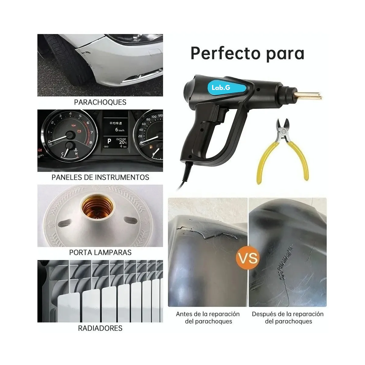 Foto 6 pulgar | Reparación De Automóviles De Soldadura De Plástico 70w Lab.g Negro