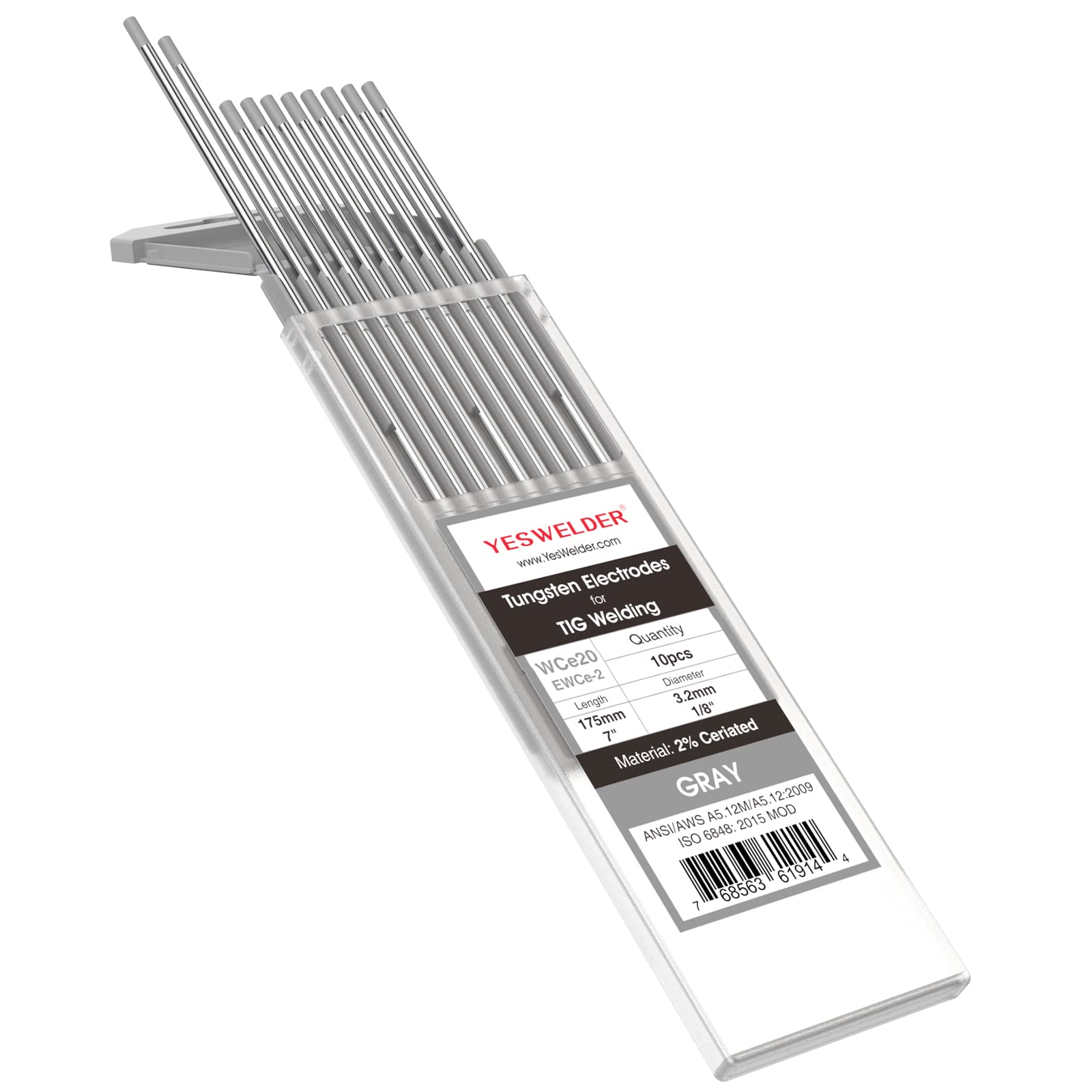 Foto 2 pulgar | Electrodo De Tungsteno Para Soldadura Tig Yeswelder 2% Ceriado 1/8 X 175 Mm - Venta Internacional.