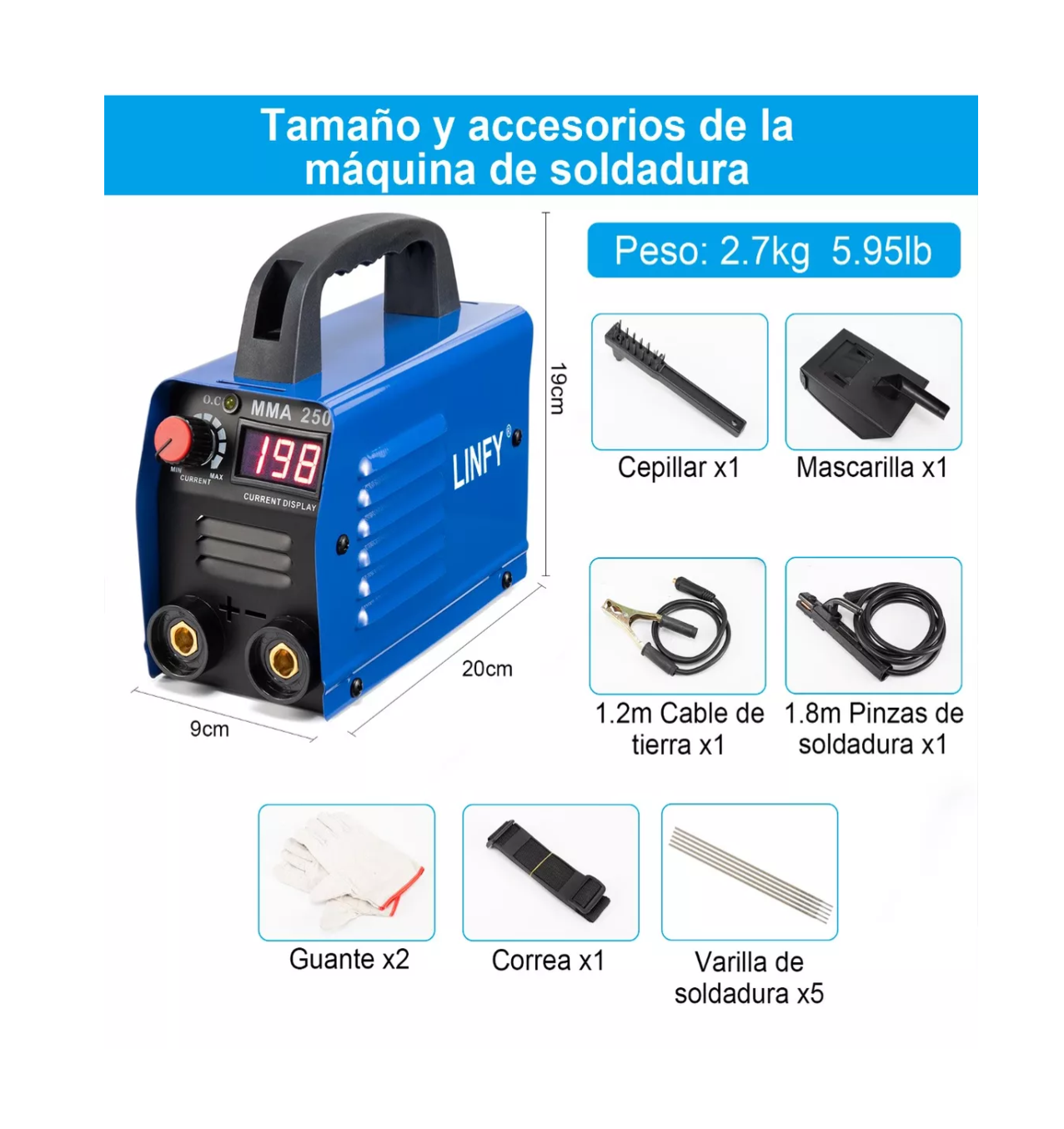 Foto 2 | Soldador Inversor 60hz 110v Grado Industria Portátil Estable Azul