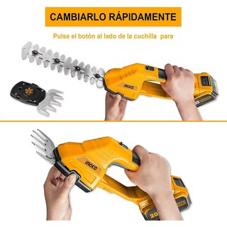 Foto 4 | Cortasetos Inalámbrico 200mm 20 V 1200 Rpm INGCO para El Hogar - color Amarillo