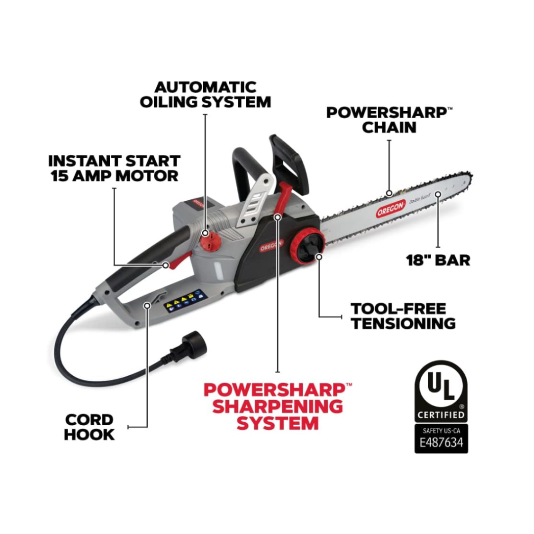 Foto 4 | Motosierra Eléctrica con Cable Autoafilable de 18'' y 15 Amperios con Sistema Integrado de Autoafilado Oregon