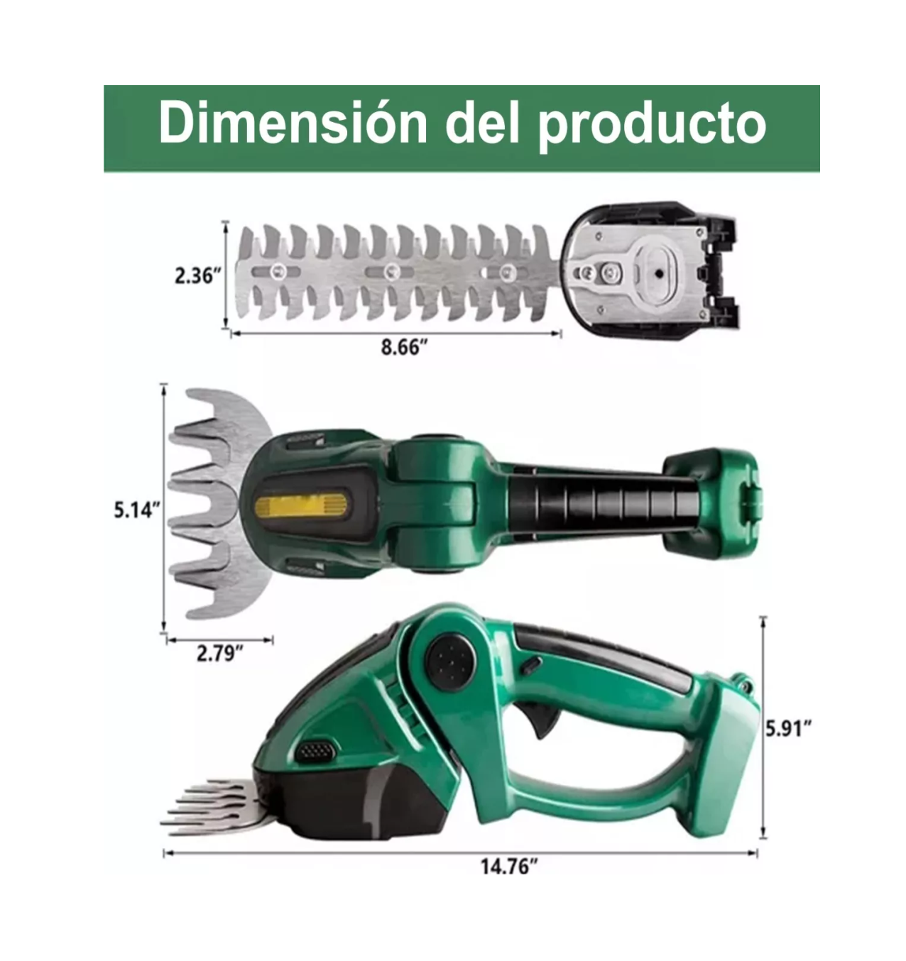 Foto 5 pulgar | Cortasetos Eléctrico Portátiles Céspedes Y Arbustos Poda 24v Verde