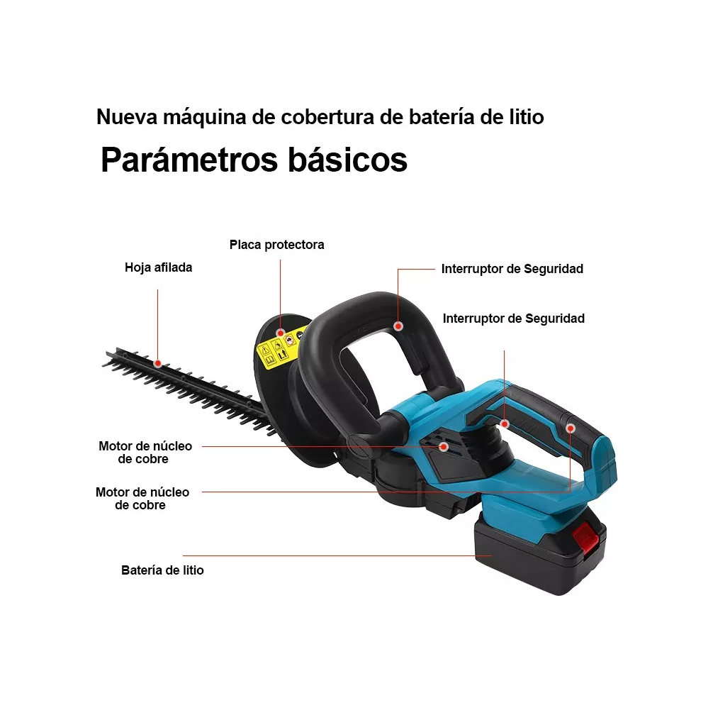 Foto 4 pulgar | Cortasetos Eléctrico Inalámbrico de Doble Acción con 2 Baterías y Cuchillas de Acero al Carbono