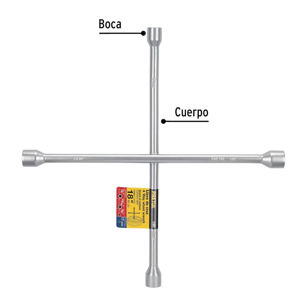 Foto 4 pulgar | Llave de Cruz Pretul para Auto 18 17 mm-3/4 -13/16 Pack de 2