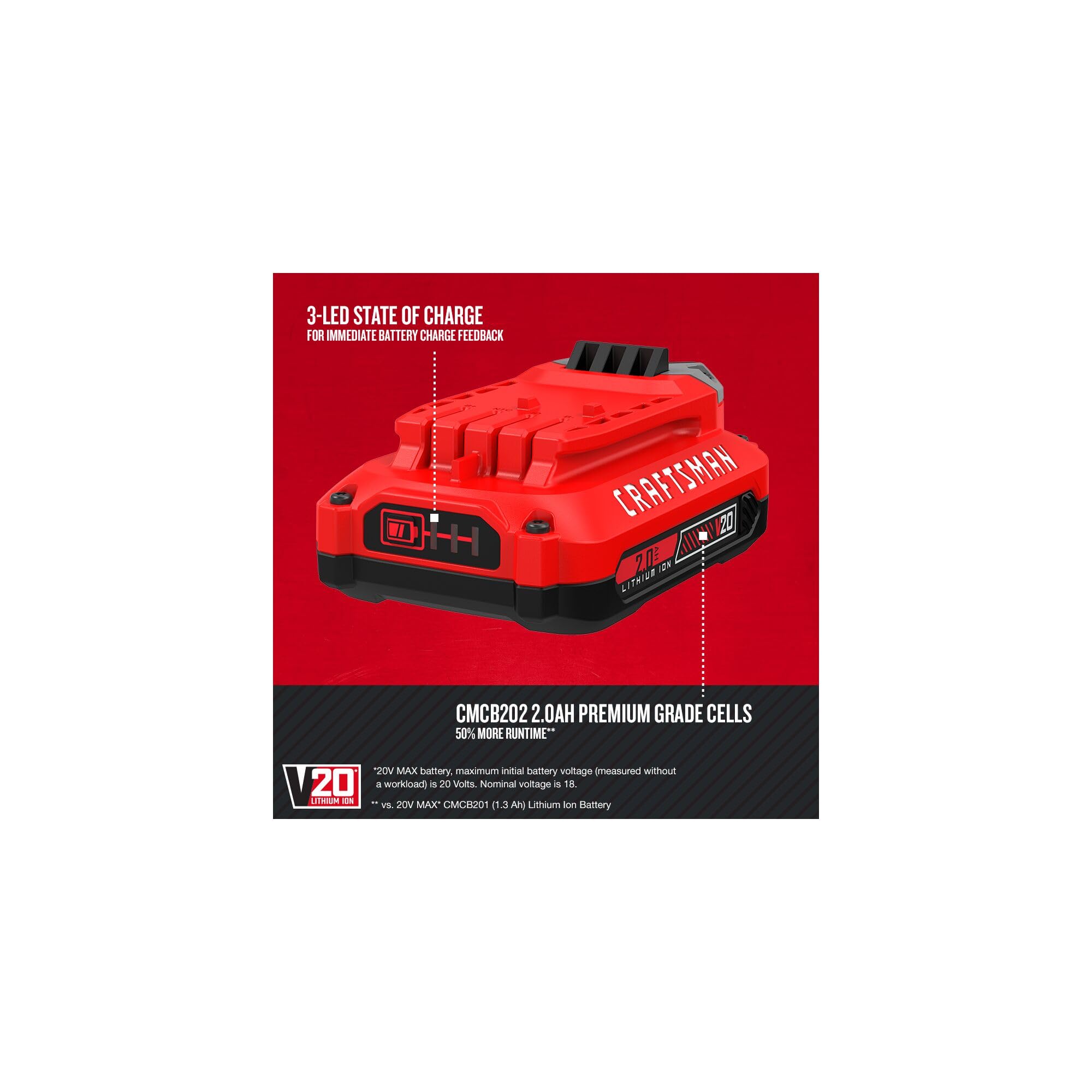 Foto 2 | Batería Craftsman V 20 de Iones de Litio 2.0 Ah Paquete de 2 - Venta Internacional