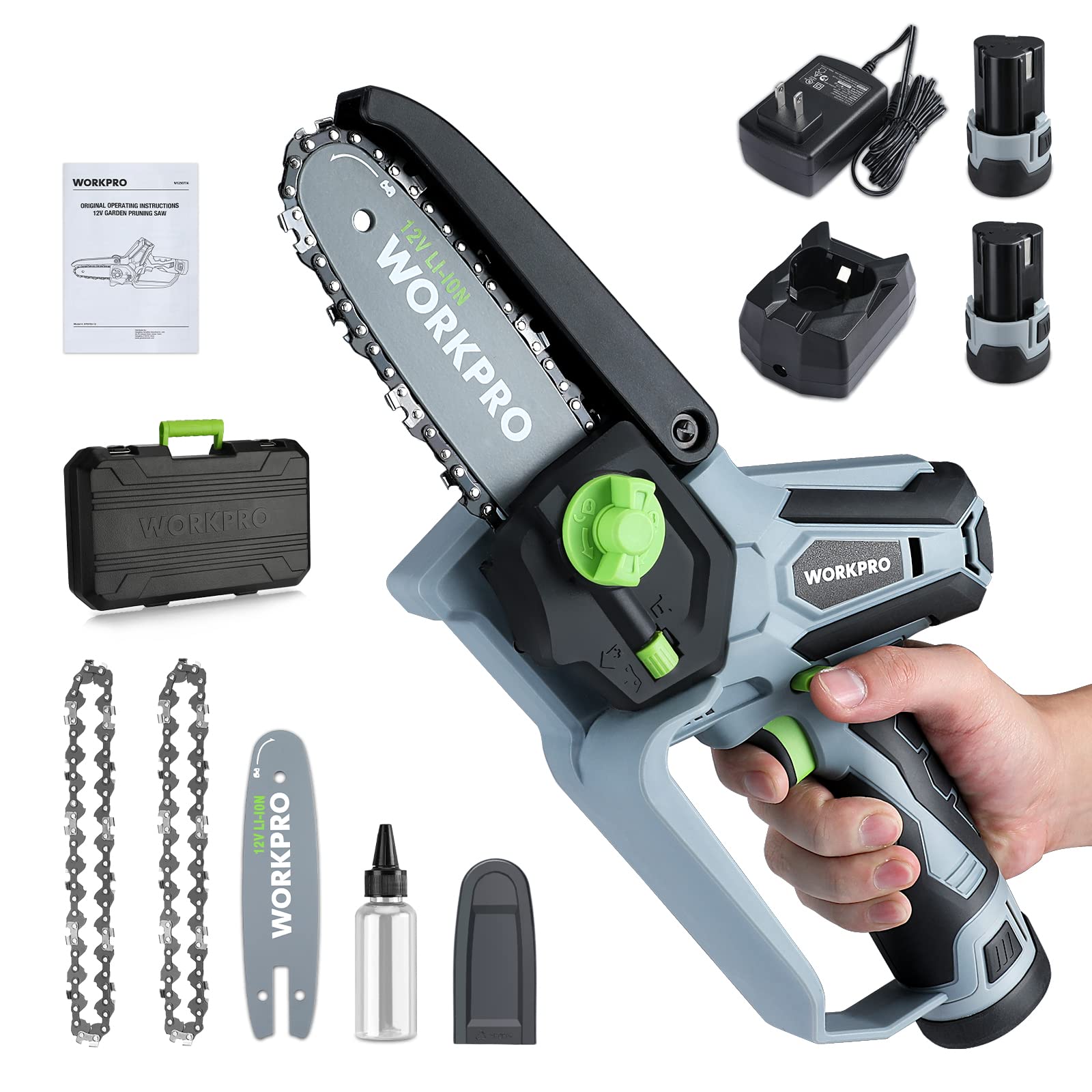 Foto 2 pulgar | Motosierra Workpro Mini 6.3 Eléctrica Inalámbrica con 2 Baterías - Venta Internacional