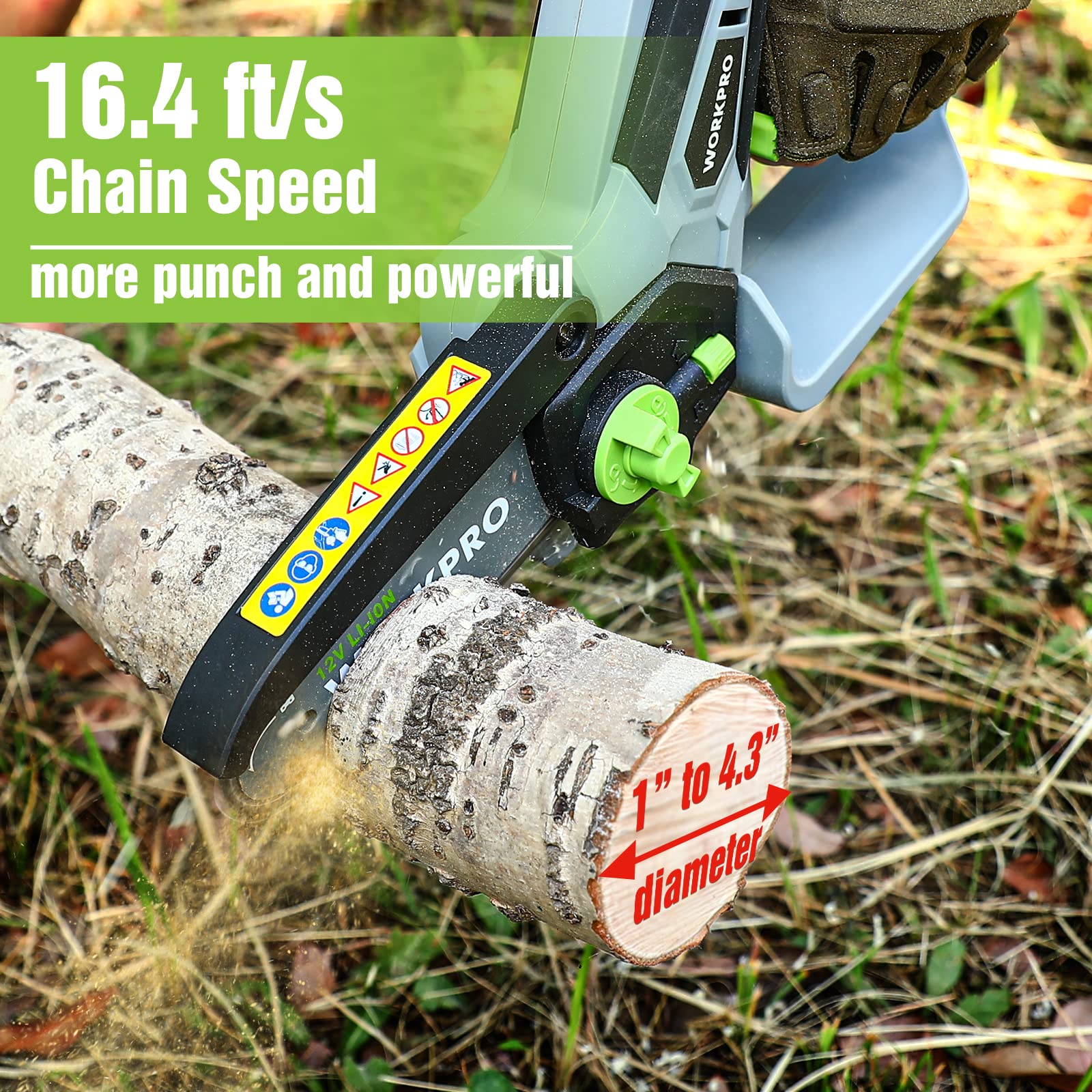Foto 4 pulgar | Motosierra Workpro Mini 6.3 Eléctrica Inalámbrica con 2 Baterías - Venta Internacional