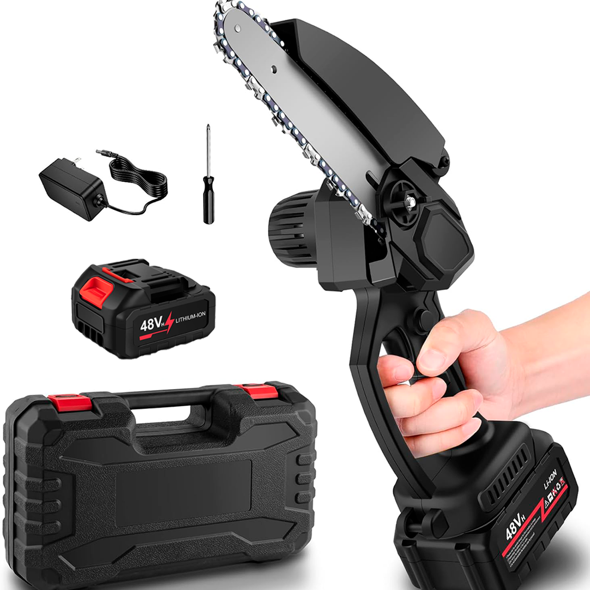 Minimotosierra Inalámbrica KIMHI 6 Pulgadas con 1 Batería y 1 Cadena