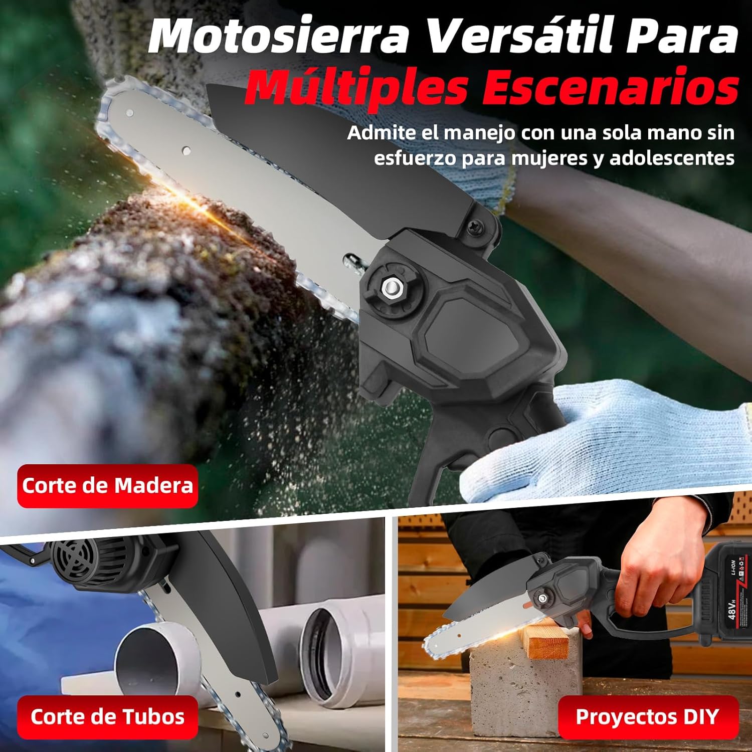Foto 5 pulgar | Minimotosierra Inalámbrica KIMHI 6 Pulgadas con 1 Batería y 1 Cadena