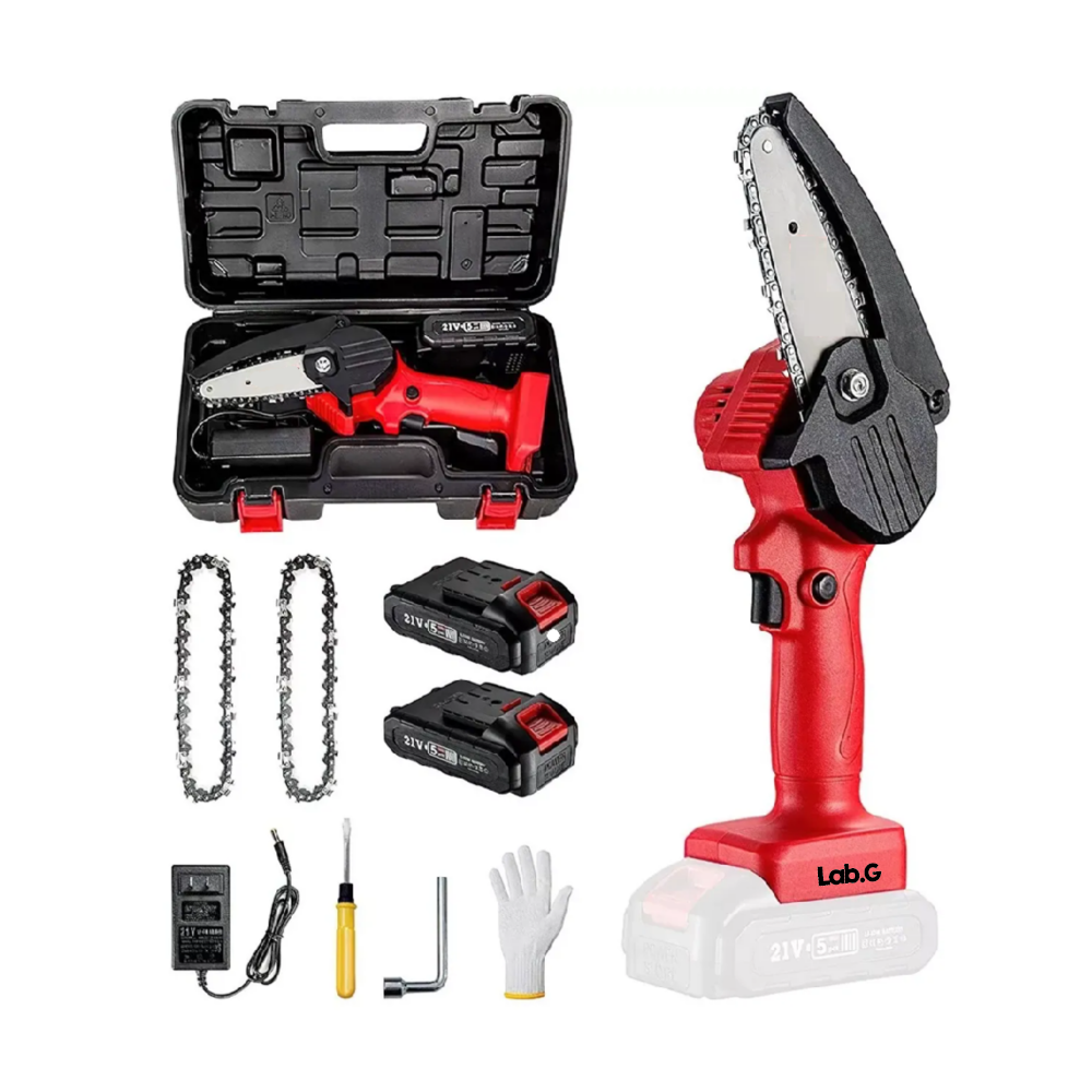 Minimotosierra Portátil Inalámbrica Lab.g C/2 Baterías Y 3 Cadenas Roja