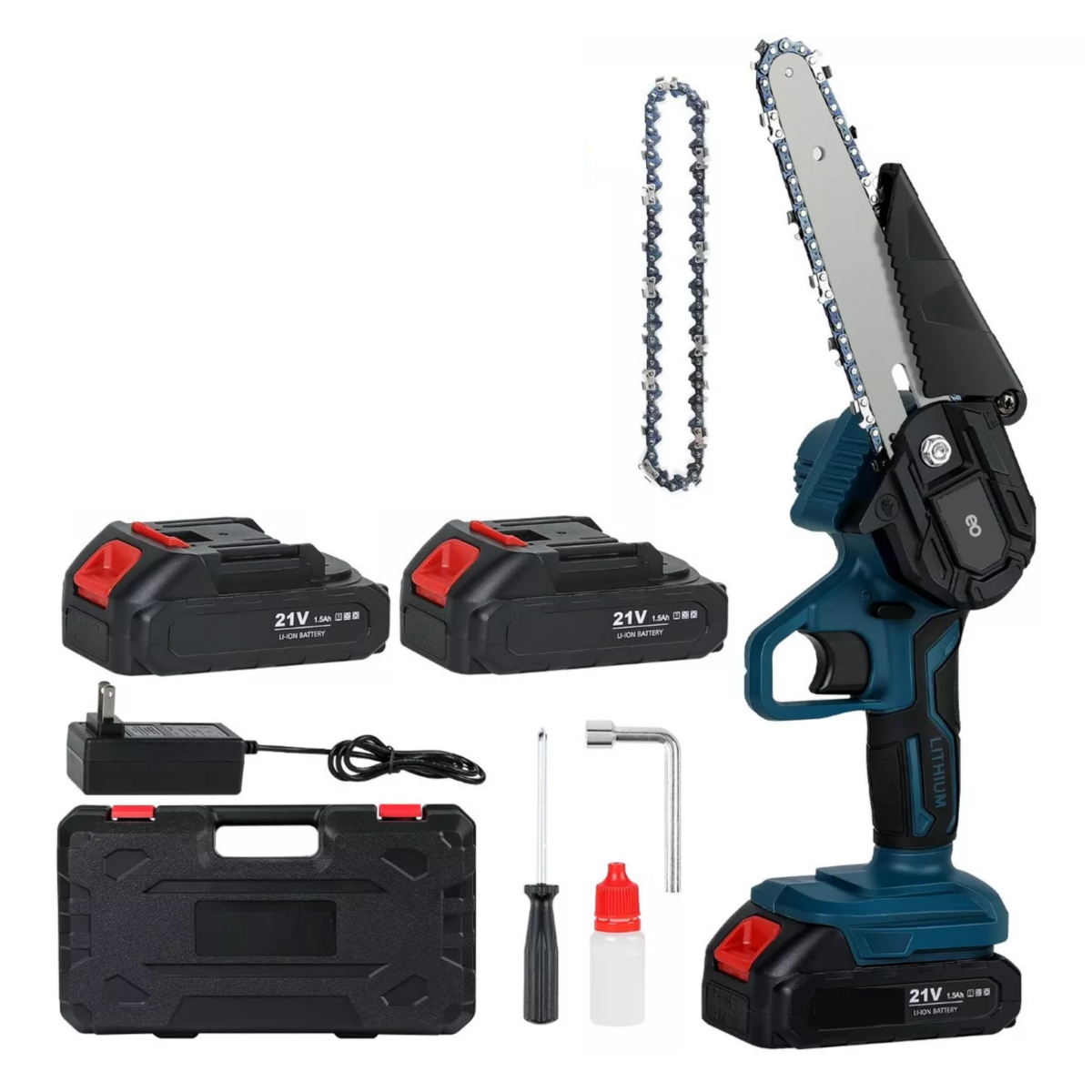 Motosierra Eléctrica Eo Safe Imports ESI-5873-1 Azul con 2 Baterías