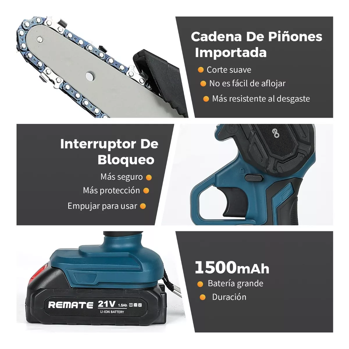 Foto 4 pulgar | Motosierra Eléctrica Eo Safe Imports ESI-5873-1 Azul con 2 Baterías