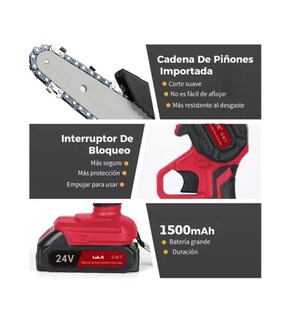 Foto 2 | Motosierra Eléctrica Portátil Con 2 Baterías, Color Rojo