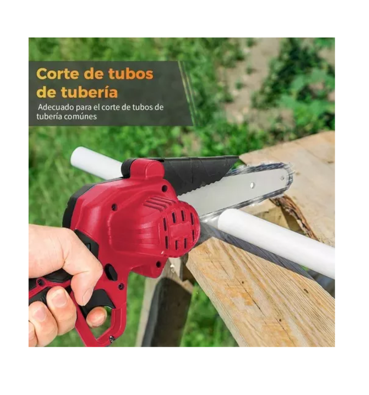 Foto 5 pulgar | Motosierra Eléctrica Portátil Con 2 Baterías, Color Rojo