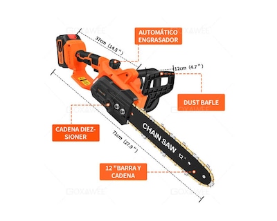 Foto 2 | Motosierra Inalámbrica Portátil 12'' Con 2 Baterías – Color Naranja